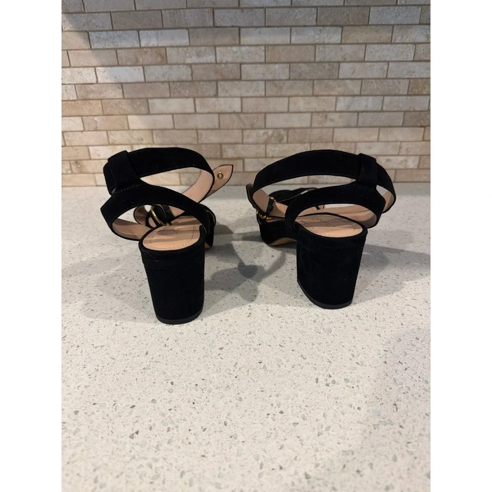 Coach Black Leather Ankle Strap Sandals Women's Block Heel